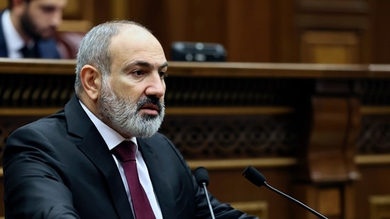 Armenia-Azerbaijan Conflict: Armenian Prime minister Nikol Pashinyan delivers his speech at the National Assembly of Armenia in Yerevan, Armenia.(AP)