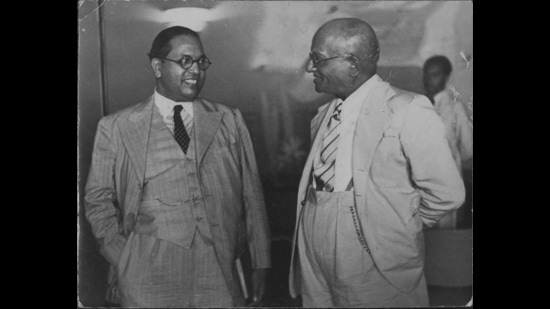 Dr BR Ambedkar, who headed the committee drafting the Constitution of India, with Purshottam Trikamdas, Secretary General of the Indian Commission of Jurists. (HT Photo)