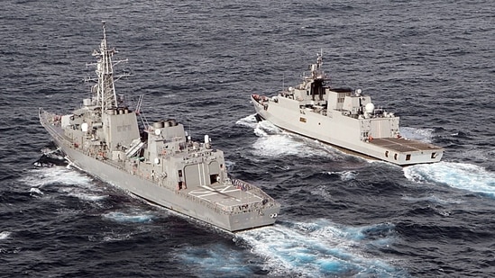 The sixth edition of Japan-India Maritime Exercise 2022 (JIMEX22), hosted by the Indian Navy, is underway in the Bay of Bengal, on Tuesday. (ANI Photo/ Spokesperson Navy Twitter) The sixth edition of Japan-India Maritime Exercise 2022 (JIMEX22), hosted by the Indian Navy, is underway in the Bay of Bengal, on Tuesday. (ANI Photo/ Spokesperson Navy Twitter)