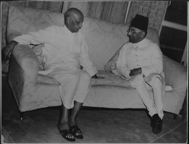 In India, under the leadership of Sardar Vallabhbhai Patel, the 562-odd princely states were integrated into the country after Independence. Here, he is pictured with the Prince of Berar and the son of the Nizam of Hyderabad on 03 March 1949. (HT Photo)