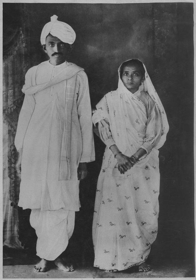 A young MK Gandhi and Kasturba. He too was compelled to go through a purification ceremony after he returned from England as he had crossed the “kala paani” (HT Photo)