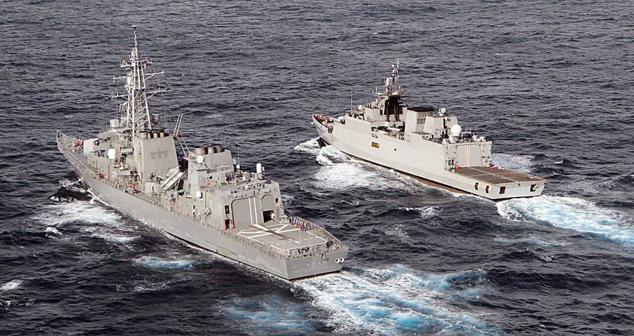 The sixth edition of Japan-India Maritime Exercise 2022 (JIMEX22), hosted by the Indian Navy, is underway in the Bay of Bengal, on Tuesday. (ANI Photo/ Spokesperson Navy Twitter)