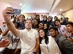 Congress leader Rahul Gandhi takes a selfie with the students at Chathannoor in Kollam during the 7th day of the Bharat Jodo Yatra on Wednesday. (Source: Congress/Twitter) Congress leader Rahul Gandhi takes a selfie with the students at Chathannoor in Kollam during the 7th day of the Bharat Jodo Yatra on Wednesday. (Source: Congress/Twitter)