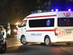 Armenia-Azerbaijan Conflict: An ambulance moves on a street near a military hospital in Yerevan.