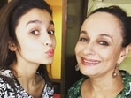Alia Bhatt with mom Soni Razdan in an old photo. Alia Bhatt with mom Soni Razdan in an old photo.