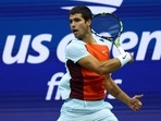 Spain's Carlos Alcaraz in action&nbsp;
