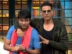 A still of Akshay Kumar and Chandan Prabhakar from a 2020 episode of The Kapil Sharma Show. A still of Akshay Kumar and Chandan Prabhakar from a 2020 episode of The Kapil Sharma Show.