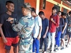 Agnipath aspirants line up for tests. (ANI Photo) Agnipath aspirants line up for tests. (ANI Photo)