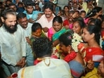 Vikram at Deepak and Varshini's wedding on Monday.