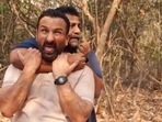 Saif Ali Khan on the sets of Vikram Vedha.