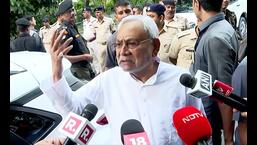 Bihar chief minister Nitish Kumar interacts with the media in Patna on Wednesday. (ANI)