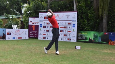 Chandigarh’s Abhijit Singh Chadha in action during the Jaipur Open on Wednesday. (HT Photo) Chandigarh’s Abhijit Singh Chadha in action during the Jaipur Open on Wednesday. (HT Photo)