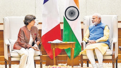 Prime Minister Narendra Modi with French foreign minister Catherine Colonna during a meeting in New Delhi. (PTI) Prime Minister Narendra Modi with French foreign minister Catherine Colonna during a meeting in New Delhi. (PTI)