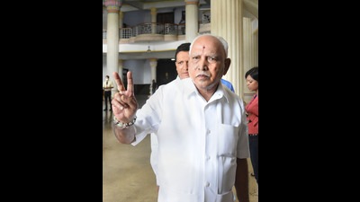 Bengaluru: Former Karnataka CM B.S. Yediyurappa arrives to cast his vote during Rajya Sabha elections, at Vidhana Soudha, in Bengaluru, Friday, June 10, 2022. (PTI Photo)(PTI06_10_2022_000075B) (PTI) Bengaluru: Former Karnataka CM B.S. Yediyurappa arrives to cast his vote during Rajya Sabha elections, at Vidhana Soudha, in Bengaluru, Friday, June 10, 2022. (PTI Photo)(PTI06_10_2022_000075B) (PTI)