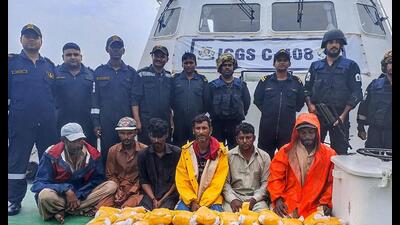 A consignment of 40kg of heroin seized by the Gujarat anti-terrorist squad (ATS) in a joint operation with the Indian Coast Guard from a Pakistani fishing boat in the Arabian Sea off the Gujarat coast on Wednesday was ordered by two inmates lodged in Punjab jails, according to the ATS. A consignment of 40kg of heroin seized by the Gujarat anti-terrorist squad (ATS) in a joint operation with the Indian Coast Guard from a Pakistani fishing boat in the Arabian Sea off the Gujarat coast on Wednesday was ordered by two inmates lodged in Punjab jails, according to the ATS.