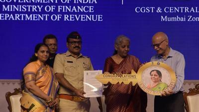 Sitharaman was speaking at the inauguration programme of Kendriya GST Parisar, a residential complex of CGST and Central Excise Mumbai Zone in Kharghar node of Navi Mumbai on Wednesday (Bachchan Kumar) Sitharaman was speaking at the inauguration programme of Kendriya GST Parisar, a residential complex of CGST and Central Excise Mumbai Zone in Kharghar node of Navi Mumbai on Wednesday (Bachchan Kumar)