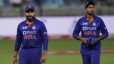 Rohit Sharma (L) with Suryakumar Yadav (AP)