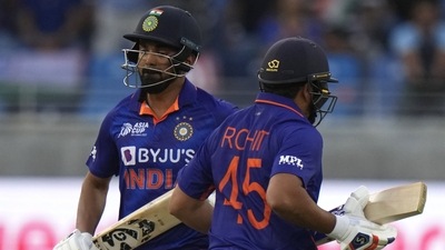 India's captain Rohit Sharma, right, and batting partner KL Rahul run between the wickets to score during the T20 cricket match of Asia Cup between India and Pakistan, in Dubai (AP) India's captain Rohit Sharma, right, and batting partner KL Rahul run between the wickets to score during the T20 cricket match of Asia Cup between India and Pakistan, in Dubai (AP)