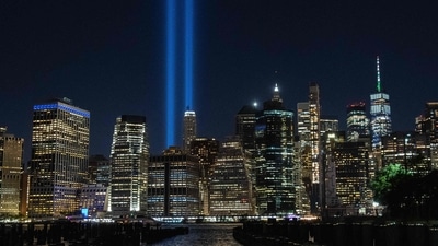 The annual 'Tribute in Light' on the World Trade Center shines within lower Manhattan's skyline in New York. (AFP ) The annual 'Tribute in Light' on the World Trade Center shines within lower Manhattan's skyline in New York. (AFP )