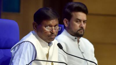 New Delhi: Union Minister for Tribal Affairs Arjun Munda with Union Minister for Information & Broadcasting Anurag Thakur briefs the media on Cabinet decisions, at National Media Centre in New Delhi, Wednesday, Sept. 14, 2022. (PTI Photo/Vijay Verma) (PTI09_14_2022_000133A) (PTI) New Delhi: Union Minister for Tribal Affairs Arjun Munda with Union Minister for Information & Broadcasting Anurag Thakur briefs the media on Cabinet decisions, at National Media Centre in New Delhi, Wednesday, Sept. 14, 2022. (PTI Photo/Vijay Verma) (PTI09_14_2022_000133A) (PTI)