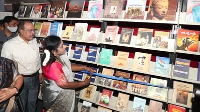 Telangana governor at the exhibition held in parade grounds, Secunderabad. (Twitter)