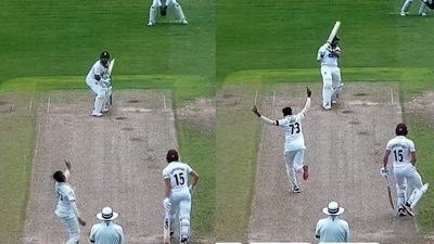 Siraj's first wicket was that of Pakistan's Imam-ul-Haq (County Championship Twitter) Siraj's first wicket was that of Pakistan's Imam-ul-Haq (County Championship Twitter)