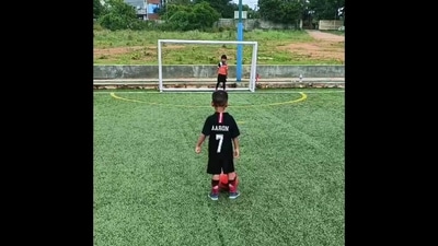 The image shows Aaron Raphael from India who has atracted a lot of attention online for his exceptional football skills after Harsh Goenka shared his video and hailed him as the 'future Messi'. (Instagram/@aaronraphael7) The image shows Aaron Raphael from India who has atracted a lot of attention online for his exceptional football skills after Harsh Goenka shared his video and hailed him as the 'future Messi'. (Instagram/@aaronraphael7)