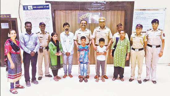 The two children with their parents Praful Gangurde/HT Photo