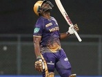 Kolkata Knight Riders' Andre Russell celebrates his half century (ANI) Kolkata Knight Riders' Andre Russell celebrates his half century (ANI)