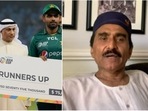 PCB chairman Ramiz Raja (extreme left) and Babar Azam after Asia Cup final; Javed Miandad PCB chairman Ramiz Raja (extreme left) and Babar Azam after Asia Cup final; Javed Miandad