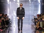 Designer Tom Ford acknowledges attendees after presenting his Spring/Summer 2023 collection during New York Fashion Week in Manhattan, New York City, US