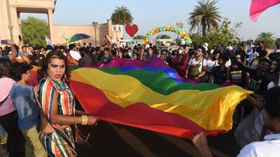 Lucknow, India – March 27, 2022: Members and supporters of the LGBT community take part in the 6th Awadh Queer Pride Parade in Lucknow, Uttar Pradesh, India on Sunday, March 27, 2022. The queer pride parade is a yearly festival to honour and celebrate lesbian, gay, bisexual and transgender people, and their supporters. (Photo by Deepak Gupta/Hindustan Times) (Deepak Gupta/Hindustan Times) Lucknow, India – March 27, 2022: Members and supporters of the LGBT community take part in the 6th Awadh Queer Pride Parade in Lucknow, Uttar Pradesh, India on Sunday, March 27, 2022. The queer pride parade is a yearly festival to honour and celebrate lesbian, gay, bisexual and transgender people, and their supporters. (Photo by Deepak Gupta/Hindustan Times) (Deepak Gupta/Hindustan Times)