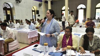 A view of the Municipal Corporation of Gurugram (MCG) house meeting at John Hall, in Civil Lines, Gurugram on Thursday. (Vipin Kumar/HT Photo) A view of the Municipal Corporation of Gurugram (MCG) house meeting at John Hall, in Civil Lines, Gurugram on Thursday. (Vipin Kumar/HT Photo)