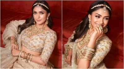 Mrunal thakur earlier blessed our Instagram feed with images of herself in an embellished ivory lehenga set.&nbsp; (Instagram/@mrunalthakur)