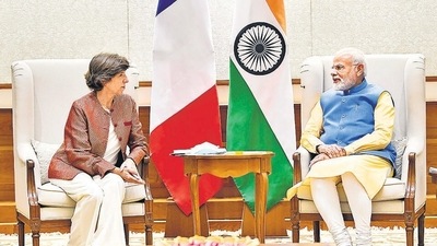 Prime Minister Narendra Modi with French foreign minister Catherine Colonna during a meeting in New Delhi. (PTI) Prime Minister Narendra Modi with French foreign minister Catherine Colonna during a meeting in New Delhi. (PTI)