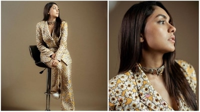 Mrunal Thakur has garnered a lot of fan followers for not just her phenomenal acting but also her adorable personality. Her latest release Sita Ramam received a lot of praise from moviegoers. She has also managed to grab the attention of the fashion gods with her sartorial style choices. Recently, she dropped some elegant photos of herself in a printed pantsuit. (Instagram/@mrunalthakur) Mrunal Thakur has garnered a lot of fan followers for not just her phenomenal acting but also her adorable personality. Her latest release Sita Ramam received a lot of praise from moviegoers. She has also managed to grab the attention of the fashion gods with her sartorial style choices. Recently, she dropped some elegant photos of herself in a printed pantsuit. (Instagram/@mrunalthakur)