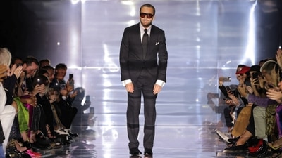 Designer Tom Ford acknowledges attendees after presenting his Spring/Summer 2023 collection during New York Fashion Week in Manhattan, New York City, US (REUTERS/Andrew Kelly)