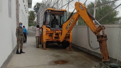 BBMP demolished parts of Nalapad Academy, an international school in east Bengaluru. BBMP demolished parts of Nalapad Academy, an international school in east Bengaluru.