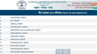 NEET SS Results 2022: Interested candidates who appeared for the NEET SS exam can now check their scores and download their results from the official website nbe.edu.in. (nbe.edu.in)