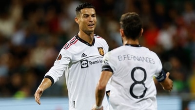 Manchester United's Cristiano Ronaldo with Bruno Fernandes&nbsp; (Reuters)