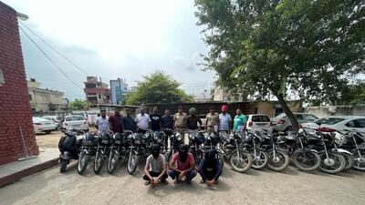 The duo was arrested on Wednesday and 10 stolen bikes were recovered from them. A case was registered under sections of the Indian Penal Code, and a probe is underway. (HT File)