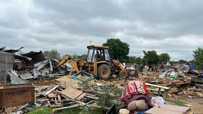 Around 2,000 illegally constructed huts were razed down during the drive. DTCP officials said that they received multiple complaints from residents of the area that the huts were set up illegally in eight clusters. (HT Photo) Around 2,000 illegally constructed huts were razed down during the drive. DTCP officials said that they received multiple complaints from residents of the area that the huts were set up illegally in eight clusters. (HT Photo)