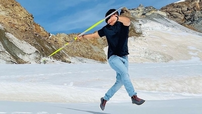 Neeraj Chopra during his vacation in Switzerland (twitter/ @MySwitzerlandIN) Neeraj Chopra during his vacation in Switzerland (twitter/ @MySwitzerlandIN)