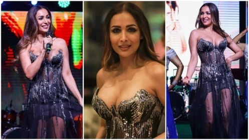 Malaika Arora attends an event in a sheer embellished gown. (Instagram) Malaika Arora attends an event in a sheer embellished gown. (Instagram)