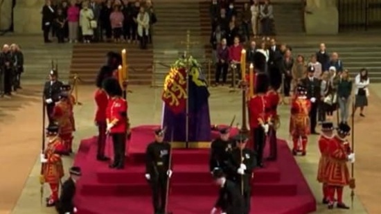 Queen Elizabeth II: The guard had stepped off the podium, reports said.