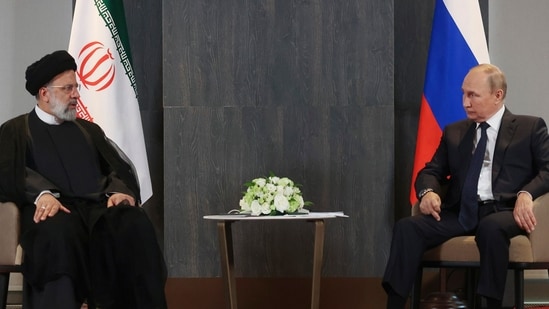 Russian President Vladimir Putin meets with Iranian President Ebrahim Raisi on the sidelines of the Shanghai Cooperation Organisation.(AP)