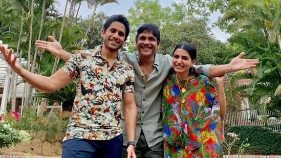 Nagarjuna with Naga Chaitanya and Samantha Ruth Prabhu.