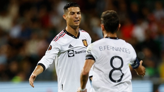 Manchester United's Cristiano Ronaldo with Bruno Fernandes&nbsp;(Reuters)