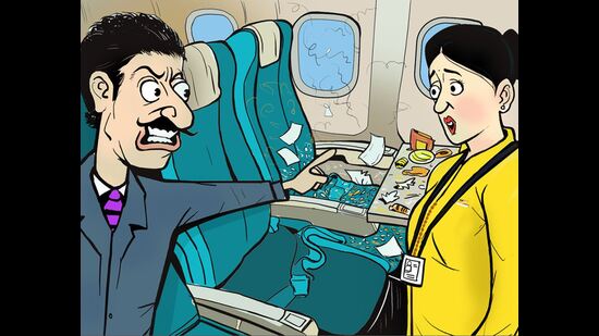 On boarding a Jet Airways’ flight from Chandigarh to Mumbai, the Mohali resident had found his seat littered with food and garbage. (Biswajit Debnath/HT)