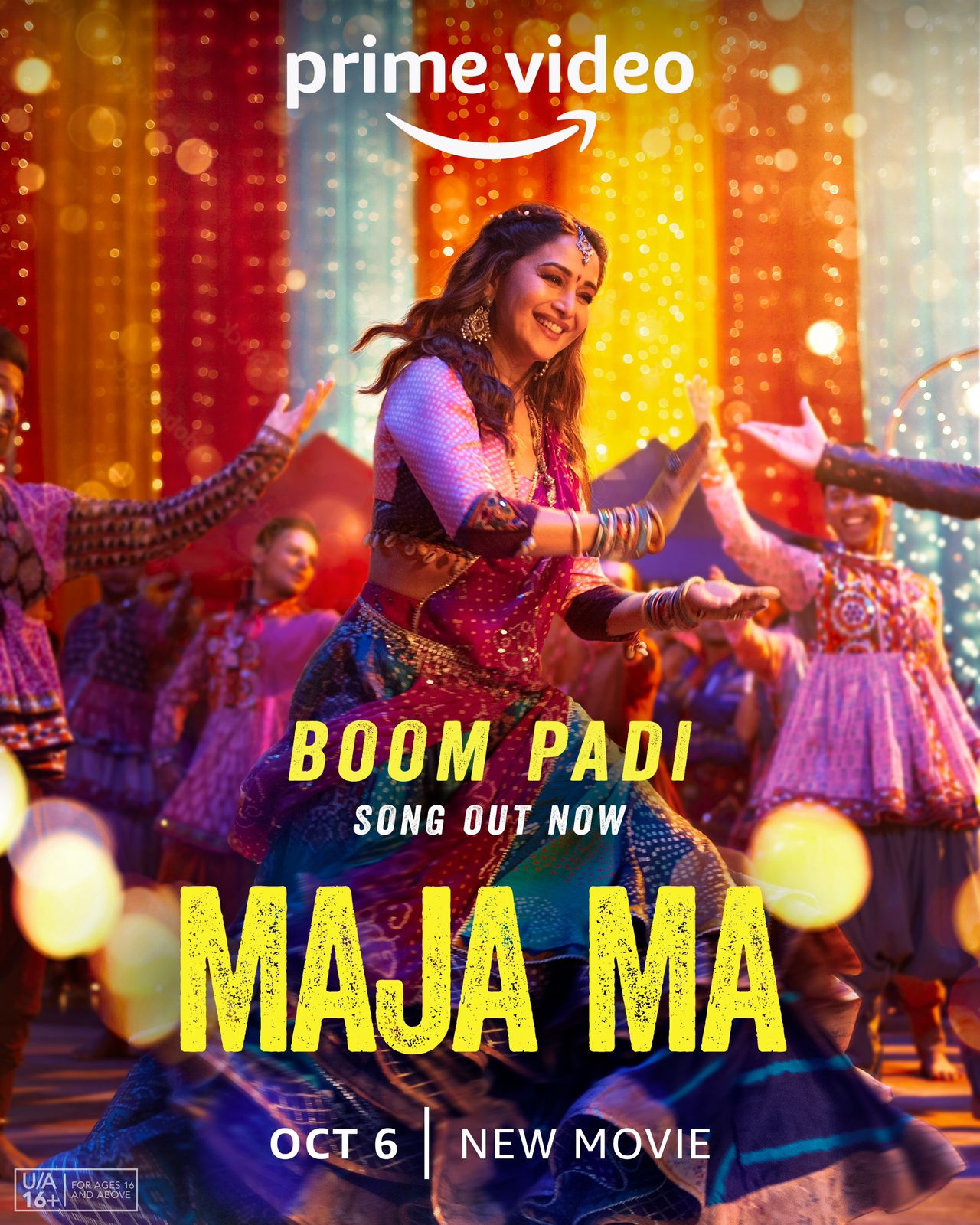 Madhuri performing garba Dixit in Maja Ma's song Boom Padi. Madhuri performing garba Dixit in Maja Ma's song Boom Padi.